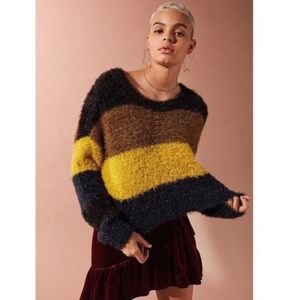 Urban Outfitters Fuzzy Striped Sparkly Sweater